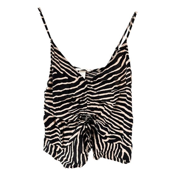 🌸3/$15🌸Tan and Black Striped Adjustable Straps Tank Top sz 8 - Picture 1 of 7